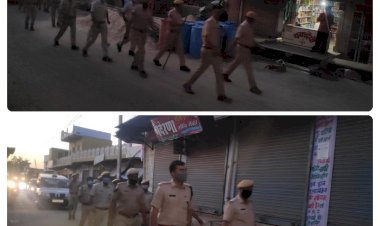 कोविड गाइडलाइनो की पालना के लिए डीएसपी के नेतृत्व में कठुमर पुलिस ने मय जाप्ते निकाला फ्लैग मार्च