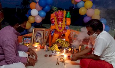 भीलवाड़ा में हनुमान जन्मोत्सव पर संजीवनी बूटी दिलवाने की प्रार्थना के साथ हनुमान जी को लगाया पान का भोग