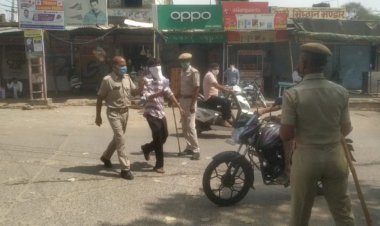 जन अनुशासन पखवाड़े का उल्लंघन कर बेवजह घूमते लोगो पर पुलिस ने कार्यवाही कर काटे चालान