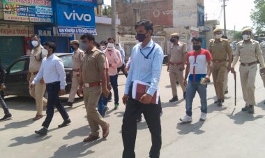 थानागाजी प्रशासन ने निकाला पैदल मार्च