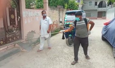 जन जागृति संस्थान बहरोड़ ने किया हाइपोक्लोराइड विलियन का छिड़काव