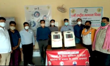 खंडेलवाल समाज ने ड़ीग सीएचसी को दिए दो ऑक्सीजन कन्स्टेटर