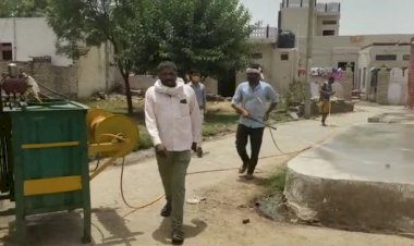 बढ़ते कोरोना संक्रमण को देखते हुए ग्राम पंचायत बसई  में हाइपोक्लोराइड दवा का कराया छिड़काव