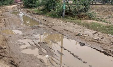 रास्ते मे जलभराव और कीचड़ के चलते आधा दर्जन गावो के लोगो को  उठानी पड़ रही है भारी परेशानी