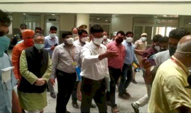 केंद्रीय श्रम रोजगार मंत्री संतोष गंगवार व अलवर सांसद महंत बालक नाथ ने किया ईएमआई हॉस्पिटल का निरीक्षण