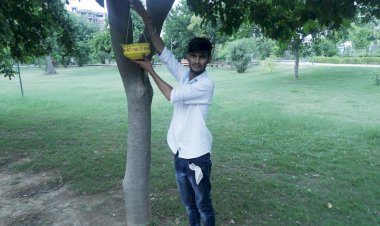 भरतपुर पुलिस अधीक्षक के जन्मदिवस पर बेजुबान पक्षियों के लिए लगाए परिंडे