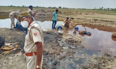 बनेड़ा के गांव कोटडी मे पुलिस ने 1000 लीटर वाॅश नष्ट कर तोड़ी भटियां