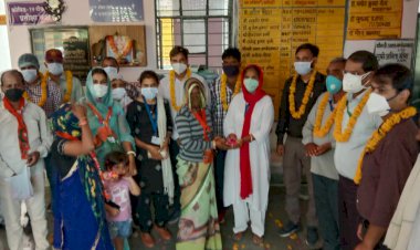 भाजपा कार्यकर्ताओं ने सेवा ही संगठन कार्यक्रम के तहत कोरोना योद्धाओं का किया सम्मान