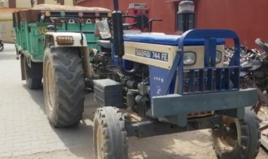 बजरी खनन माफिया के खिलाफ खनिज विभाग पुलिस की संयुक्त कार्यवाही बजरी से भरा ट्रैक्टर पकड़ा