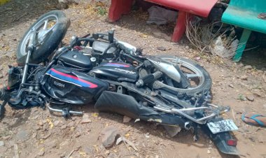 कंटेनर बाइक की भिड़ंत बाइक सवार की मौके पर मौत, महिला गंभीर रूप से घायल