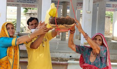 शिक्षक ने अनूठे ढंग से वृक्षारोपण कर व पक्षियों के लिए परिंदे लगाकर मनाई शादी की सालगिरह