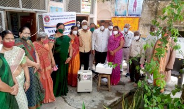 महावीर इंटरनेशनल संघर्ष वीरा केन्द्र पुर में आक्सीजन कंस्ट्रेटर का लोकार्पण