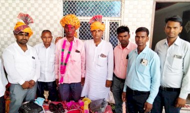 प्रधानाध्यापक मंगलराम की सेवानिवृत्ति पर किया स्वागत