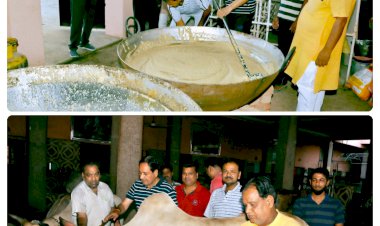 महमियां ने अपनी माता की पुण्य स्मृति में गौमाता को खिलाया सवामण मीठा दलिया 