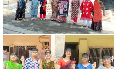 भाजपा महिला मोर्चा ने काली पट्टी बांध किया गहलोत सरकार के खिलाफ प्रदर्शन