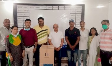 आदर्श मानव सेवा संस्थान बयाना द्वारा वाटर डिस्पेंसर किया दान