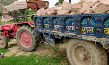 अवैध खनन कर पत्थर ले जा ट्रैक्टर ट्रॉली को तखतगढ़ पुलिस ने पकड़ा