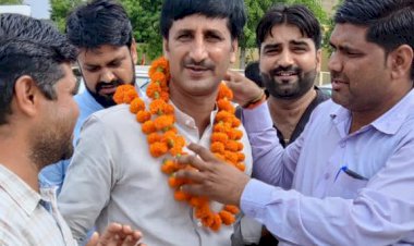 विराटनगर के विधायक इंद्राज गुर्जर का खैरथल दौरे में जगह जगह स्वागत