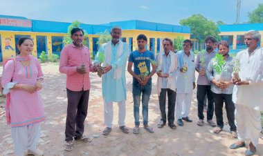 टिटपुरी ग्राम पंचायत ने 1500 औषधीय पाैधाे का निःशुल्क कराया वितरण