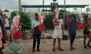 बयाना पहुंचे कांवडिये, लोगो ने किया स्वागत