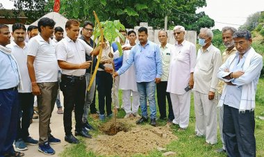 मीणा समाज ने आदिवासी दिवस पर एसआई कैलाश मीणा के सानिध्य में  किया पौधारोपण