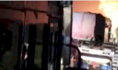 गैस सिलेंडरों से भरे ट्रक में लगी आग, हाईवे पर गूंजे धमाके