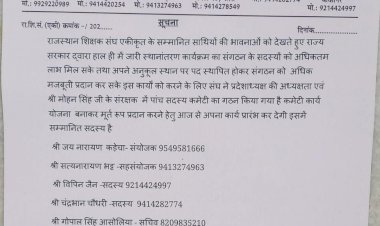 शिक्षकों की समस्या समाधान हेतु शिक्षक संघ एकीकृत की टीम गठित