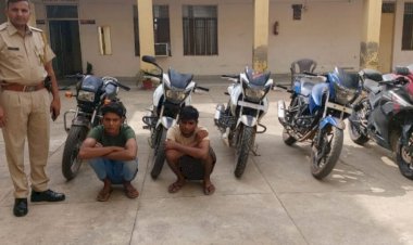 दो शातिर वाहन चोर गिरफ्तार,  चोरी की 5 बाइके बरामद
