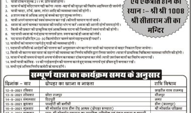 मोतीवाड़ा गांव से गोवर्धन धाम के लिए सप्तम पदयात्रा 12 सितंबर को होगी रवाना