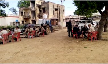 नगर में गडूरी पोखर भूमि की पैमाइश कार्य प्रारंभ, भारी पुलिस बल तैनात