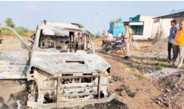 जलती हुई स्कॉर्पियो में भरा था डोडा चुरा ,मौके पर पहुंची पुलिस, बुझाई आग