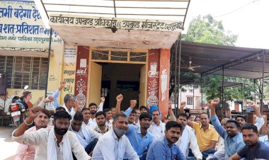 उदयपुरवाटी पटवार संघ ने प्रशासन गांवो के संग अभियान का बहिष्कार कर जताया विरोध प्रदर्शन