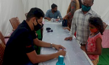 चिकित्सा शिविर मे जांंचा सवास्थ्य, चिरंजीवी योजना के बारे मे किया जागरूक