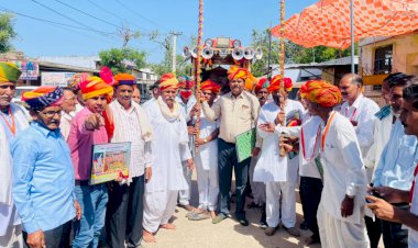 राजपूतों की कुलदेवी जमुवाय माता मंदिर धाम के लिए अष्टम पैदल पदयात्रा हुई रवाना