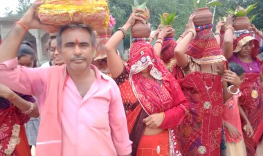 चंवरा के जमवाय माता मंदिर में कलश यात्रा के साथ हुआ सात दिवसीय सामूहिक संगीतमय श्रीमद् भागवत कथा का शुभारंभ