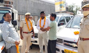 पुलिस थाना देसुरी में नवपदस्थापित सीआई मुकेश कुमार का नारलाई में किया गया जोरदार स्वागत