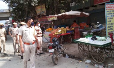 बढ़ती आपराधिक घटनाओं के मध्यनजर करवा चौथ पर बहरोड पुलिस ने निकाला परेड मार्च