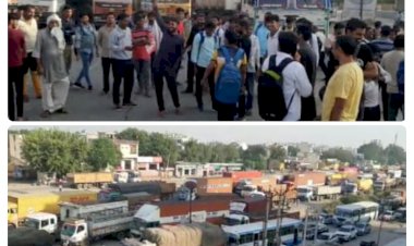 साधन नहीं मिलने पर पटवारी अभ्यर्थियों ने बहरोड़ में हाइवे पर लगाया जाम