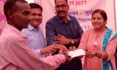 राजीव गांधी कृषक साथी योजना के तहत सौपा 2 लाख का सहायता चैक