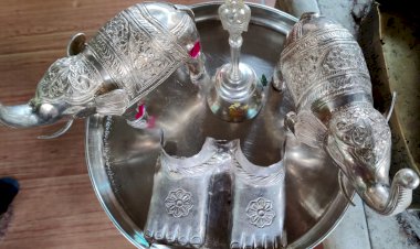 चारभुजा नाथ बड़ा मंदिर में भक्तों ने चांदी की घंटी, दो हाथी, चरण पादुका की भेट