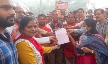भाजपा युवा माैर्चा ने पट्राेल व डीजल पर वैट कम करने के लिए साैपा ज्ञापन