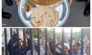 मजदुरो के भोजन में निकला काकरोच, मजदूरों ने कम्पनी प्रबन्धन के खिलाफ की नारेबाजी