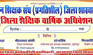 राजस्थान शिक्षक संघ प्रगतिशील जिला शाखा पाली द्वारा 29 नवंबर को आयोजित जिला शैक्षिक सम्मेलन दुजाना में विधायक सुमेरपुर कुमावत करेंगे शिरकत