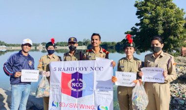 एनसीसी कैडेट ने पुनीत सागर अभियान के तहत की गांधीसागर तालाब की सफाई