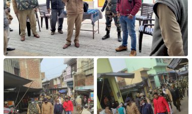 दातागंज उपजिलाधिकारी एवं डीएसपी ने अर्द्धसैनिक बल व पुलिस के जवानों के साथ किया पैदल मार्च