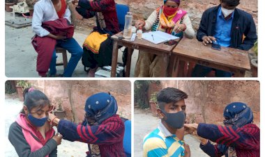 सेंट्रल सीनियर सेकेंडरी स्कूल  में 15 से 18 साल के छात्र-छात्राओं ने लगवाया कोरोना का टीका