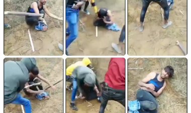 युवक के पैर बांधकर तीन चार युवकों ने की लाठी-डंडों से मारपीट, वीडियो वायरल