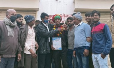 कुश्ती में गोल्ड मेडल जीतने पर मेघवाल का ग्रामीणों ने किया भव्य स्वागत