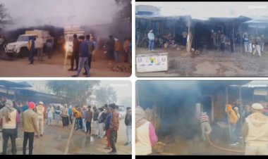 लक्ष्मणगढ़ में जालूकी रोड स्थित नितेश साइकिल स्टोर में अज्ञात कारणों के चलते लगी भीषण आग