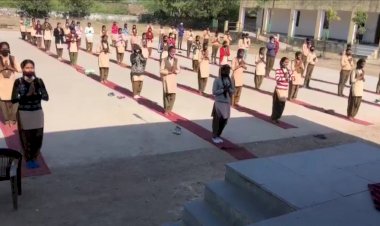 हलेड़ विद्यालय में कराया सूर्यनमस्कार का अभ्यास